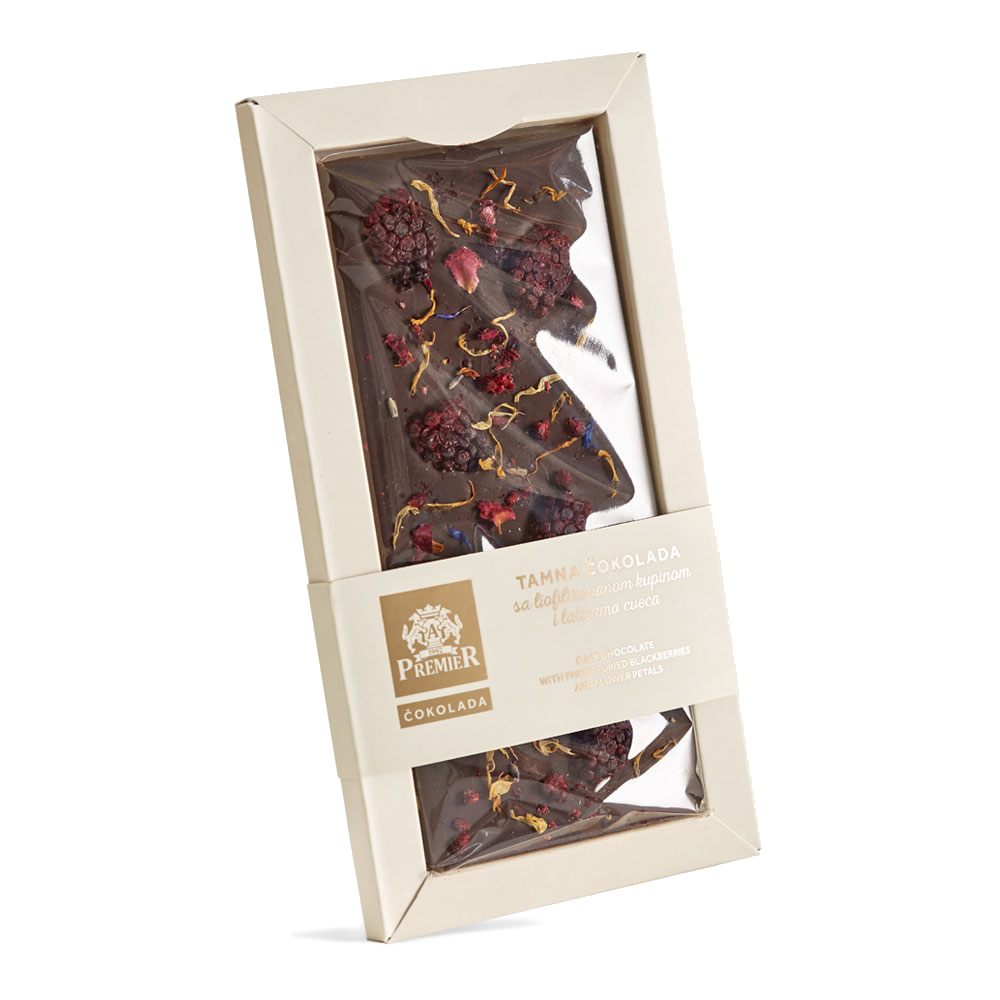 Dark chocolate with Blackberry & Flower Petals 110g