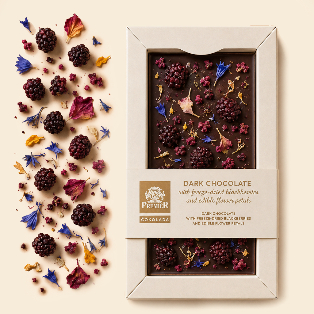 Dark chocolate with Blackberry & Flower Petals 110g